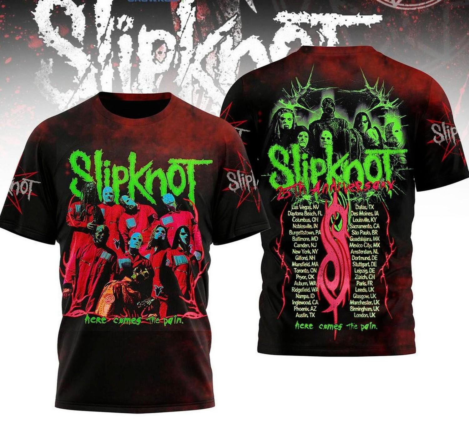 2026 Slipknot Herer Comes The Pain Tour With Schedule 3D T-Shirt S
