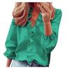 Comfortable Elegant Ruffle Blouse Long Sleeve Solid Color Womens Fashion Shirt