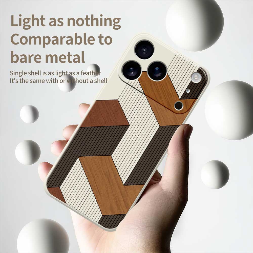 Geometric Wooden Phone Cases For iPhone 17 Pro Max 17 Air 16 15 14 13 12 11 Pro Max XS Max 7 8 Plus 16e 16 Plus TPU Cover Coque