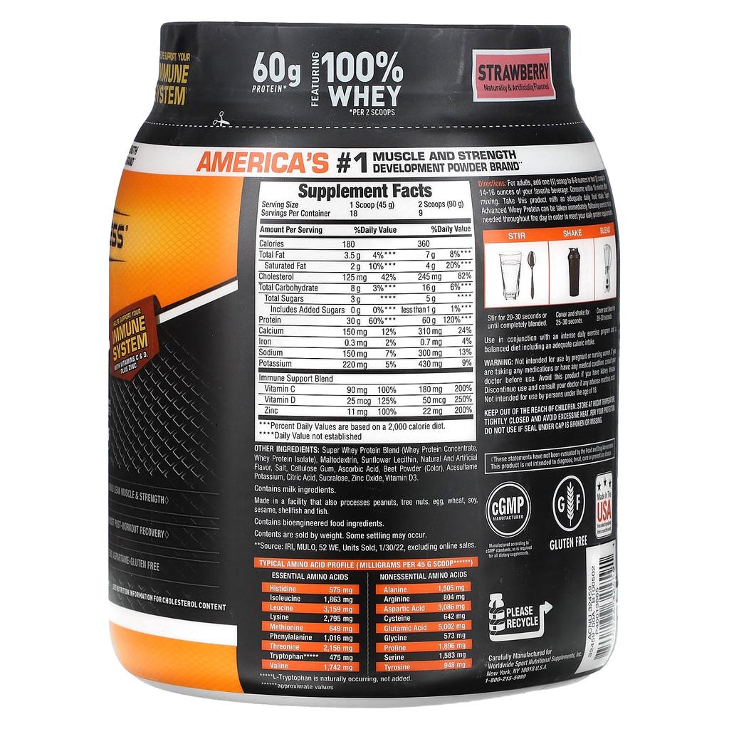 Super Advanced Whey Protein, Strawberry, 810G (1.78Lb)