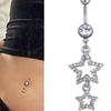 New Star Belly Button Rings Long Dangled Bar Belly Navel Piercing Ring Shinny Crystal Charming Oreja Body Zircon Accessories
