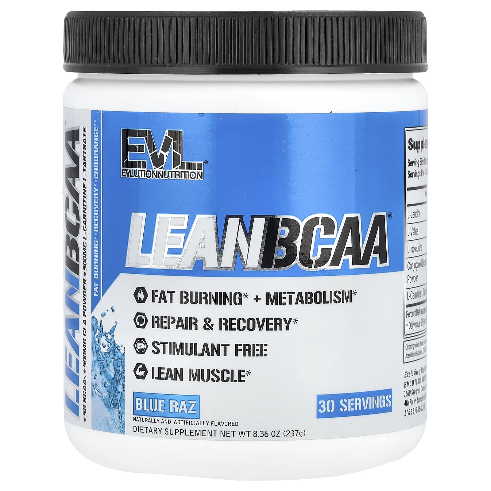 

EVLution Nutrition, Lean BCAA, Blue Raz, 8.36 oz (237 g)