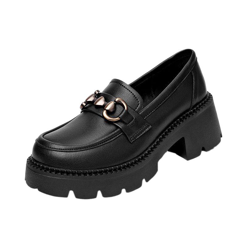 Nowe damskie buty miękka skóra wszechstronne studenckie buty skórzane gruba podeszwa podwyższające mokasyny Brytyjskie buty wizytowe