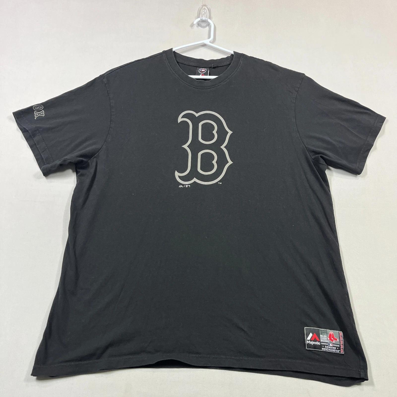 

Boston Red Sox T Shirt Majestic Black MLB Crew Neck Cotton Tee Mens XL 3XL