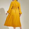 Plus Size Women's Dress Autumn Simple Temperament Back Elastic Waist Long Sleeve Dresses