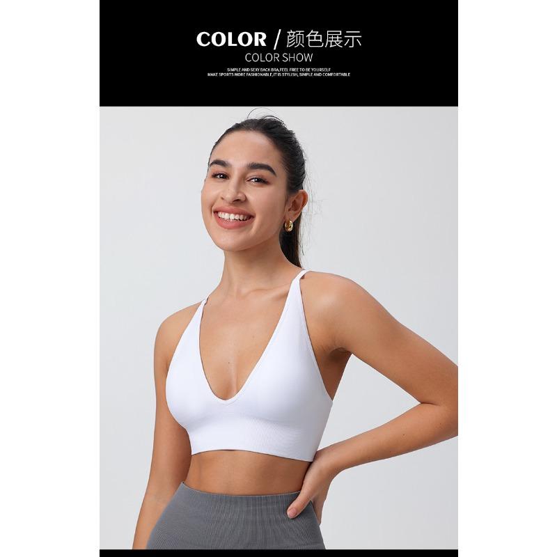 Women Cross Back Thin Strap Shockproof Sports Yoga Bra For Gym Fitness Training