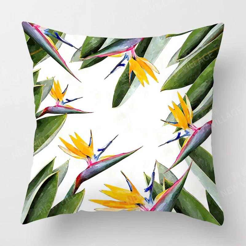 Nordic Fall Home Decor Autumn Throw Pillow Case Sofa Cushion Cover Modern Plant Green Leaf