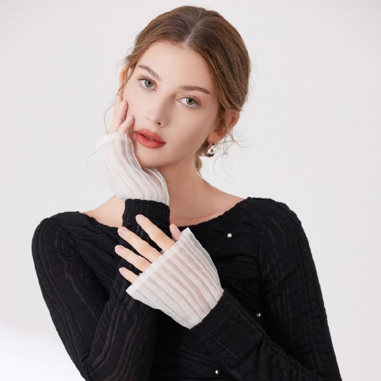 Beliebte Plissee-Ärmelmanschetten Abnehmbare Ärmel für formelles Outfit Arm-Accessoire Armschmuck für Damen Kleider-Upgrades