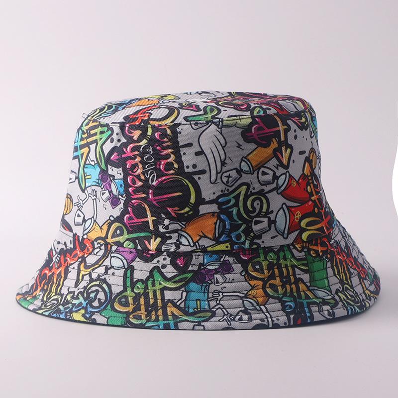 Digital printing small edge bucket hat spring and summer double-sided can wear outdoor sunshade basin hat spot