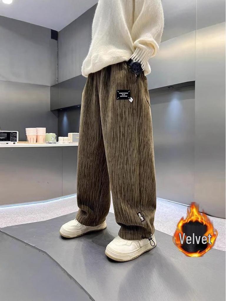 Boys' Spring/Autumn 2025 Velvet Sports Pants: Trendy, Loose Street-Style for Kids
