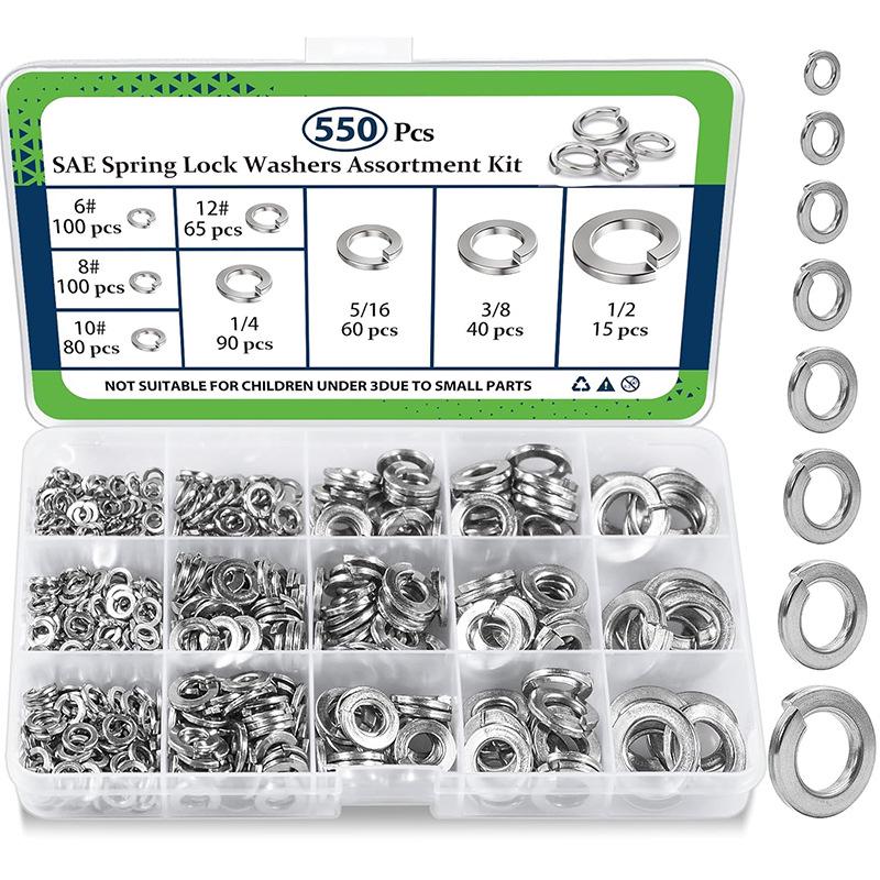 Spring Lock Washer Assortment Set - 550 to 1780 PCS