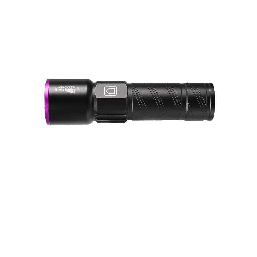 Rechargeable Handheld Flashlight with White Light and UV for Fungus Detection and Currency Verification