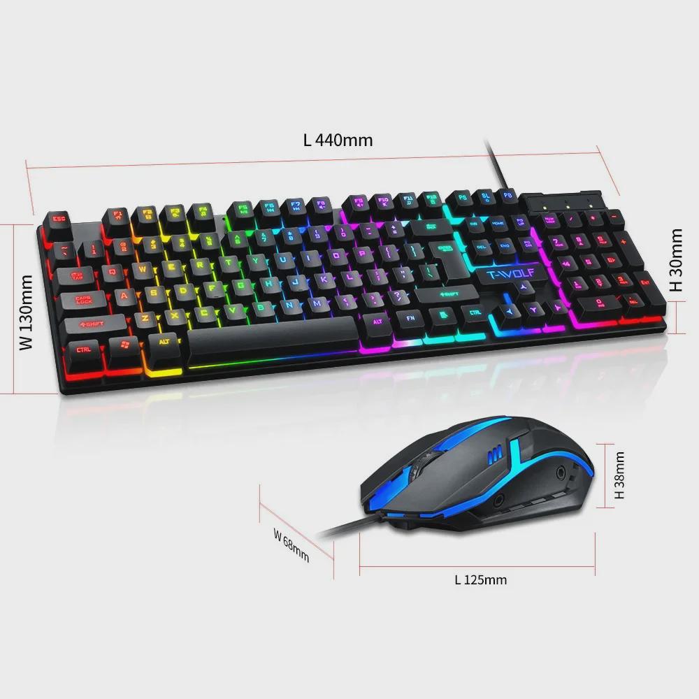Thunder Wolf TF200 USB Wired Keyboard and Mouse Set - Mechanical Feel
