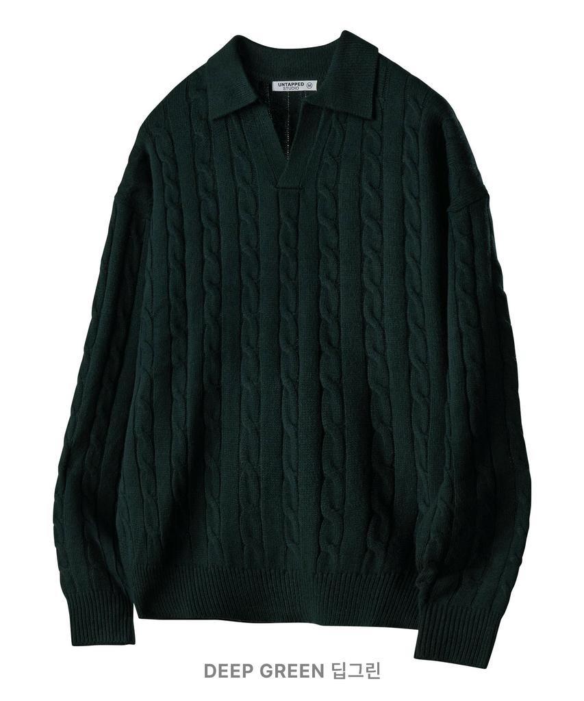 UNTAPPED STUDIO [Set] Oversized Cable Collar Knit Or Oversized Round Knit (Type B)