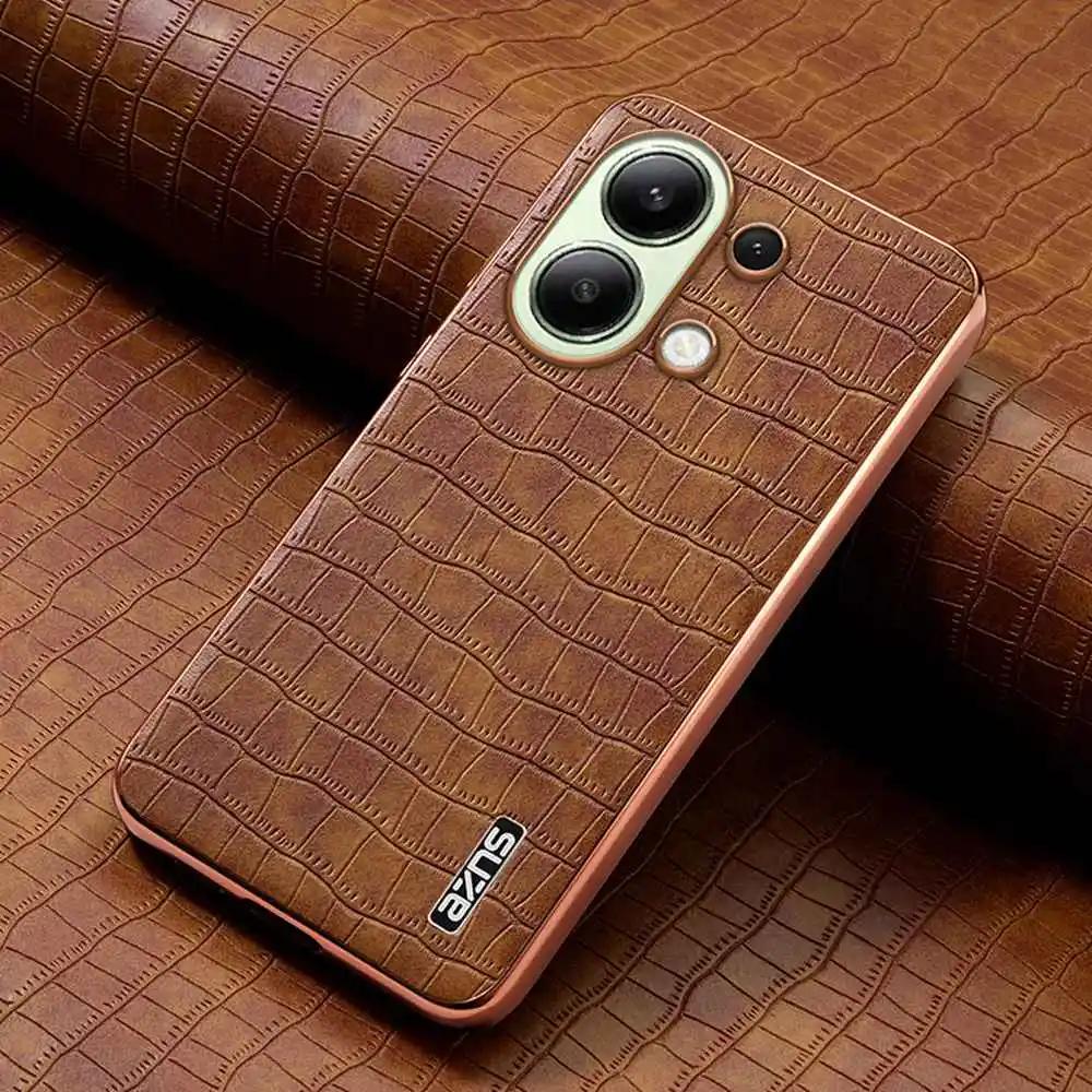 Leather Case Plating Bumper Full Shockproof Cover for Redmi Note 13 Pro 4G 13Pro Poco M6 Pro 4G Case PU Leather+TPU Phone Case