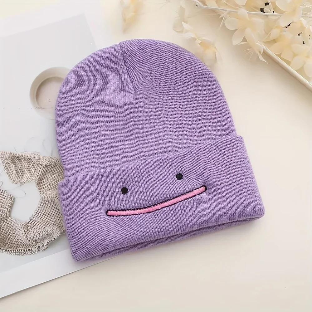 New Knitted Beanies Hat Anime Embroidered Beanie Men Women Autumn Winter Warmer Skull Bonnet Outdoor Windproof Ski Skullies Hats