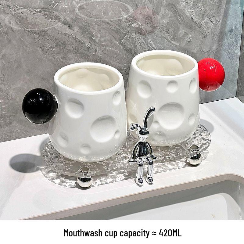 Luxury Ceramic Toothbrush Holder - Elegant High-End Design for Couples