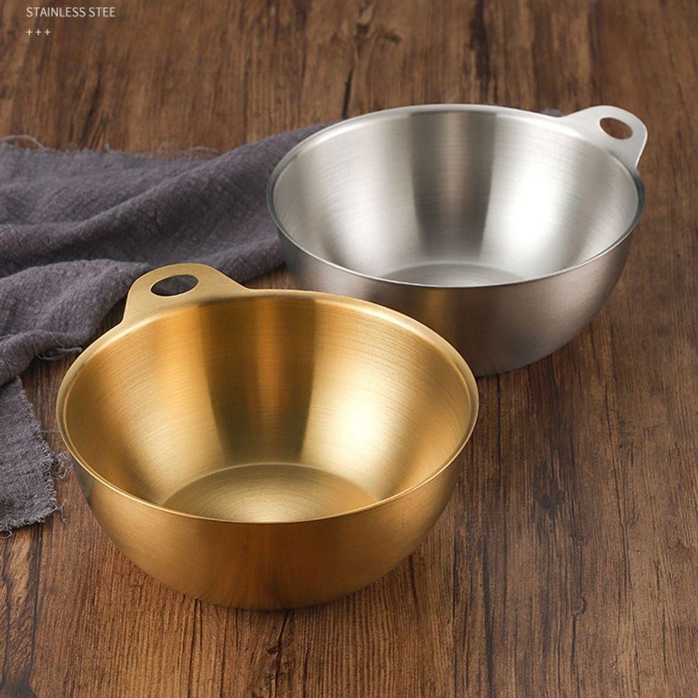 Gold/Silver Stainless Steel Salad Bowl Large Capacity Food Container Soup Bowl  Salad Serving