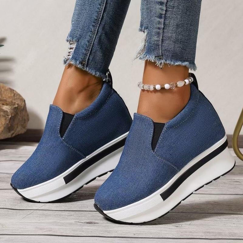 Thick-soled Platform Shoes, Casual White Shoes, Lace-up Canvas Versatile Women's Shoes