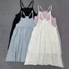 Johnature Japanese Versatile Suspender Dresses For Women Summer High Waist Strap Layered Mori Japanese Dresses
