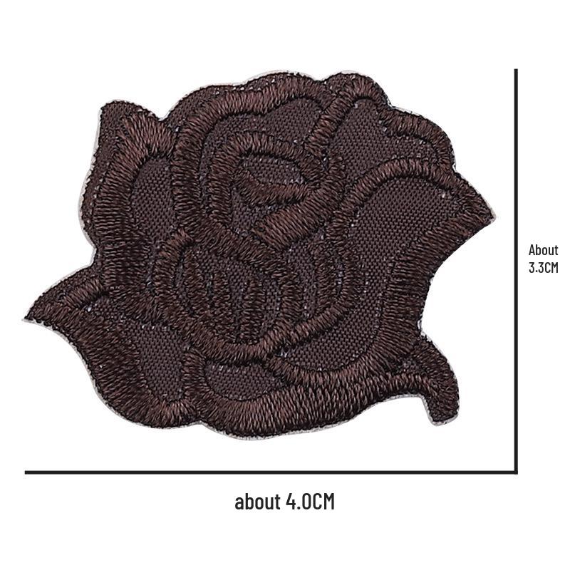 Self-Adhesive Small Embroidered Rose Patch - Fabric Jacket Label & Journal Decoration