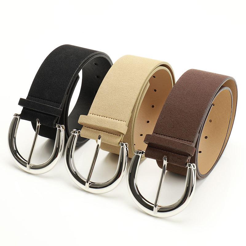 New PU Suede Belt Women's Versatile Shirt Dress Trouser Waist Seal Korean Version Retro Women's Wide Belt