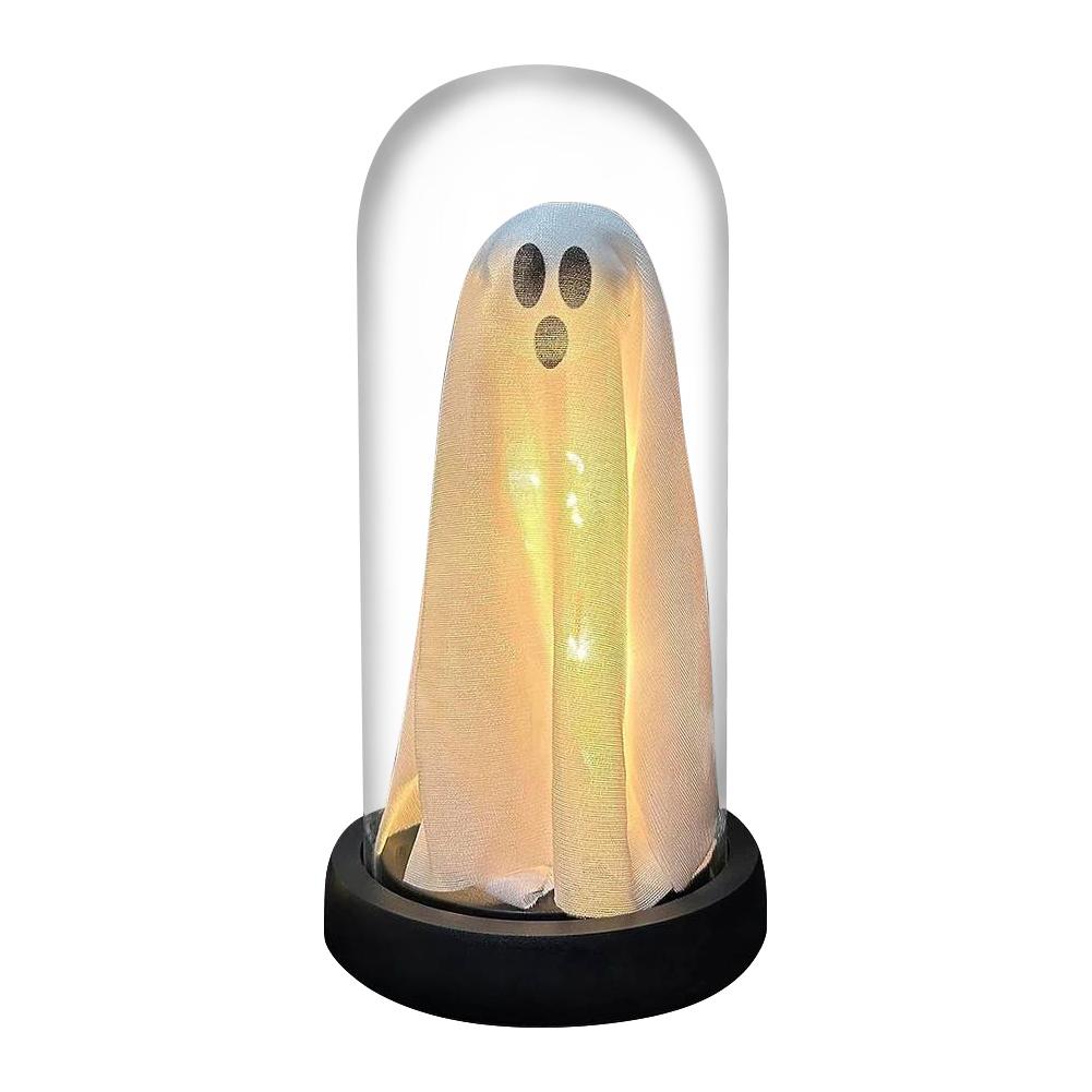 

Halloween Cute Ghost Night Light Indoor Decoration Light Up Ghost in Plastic Cloche Halloween Decorations for Home Party Decor белый