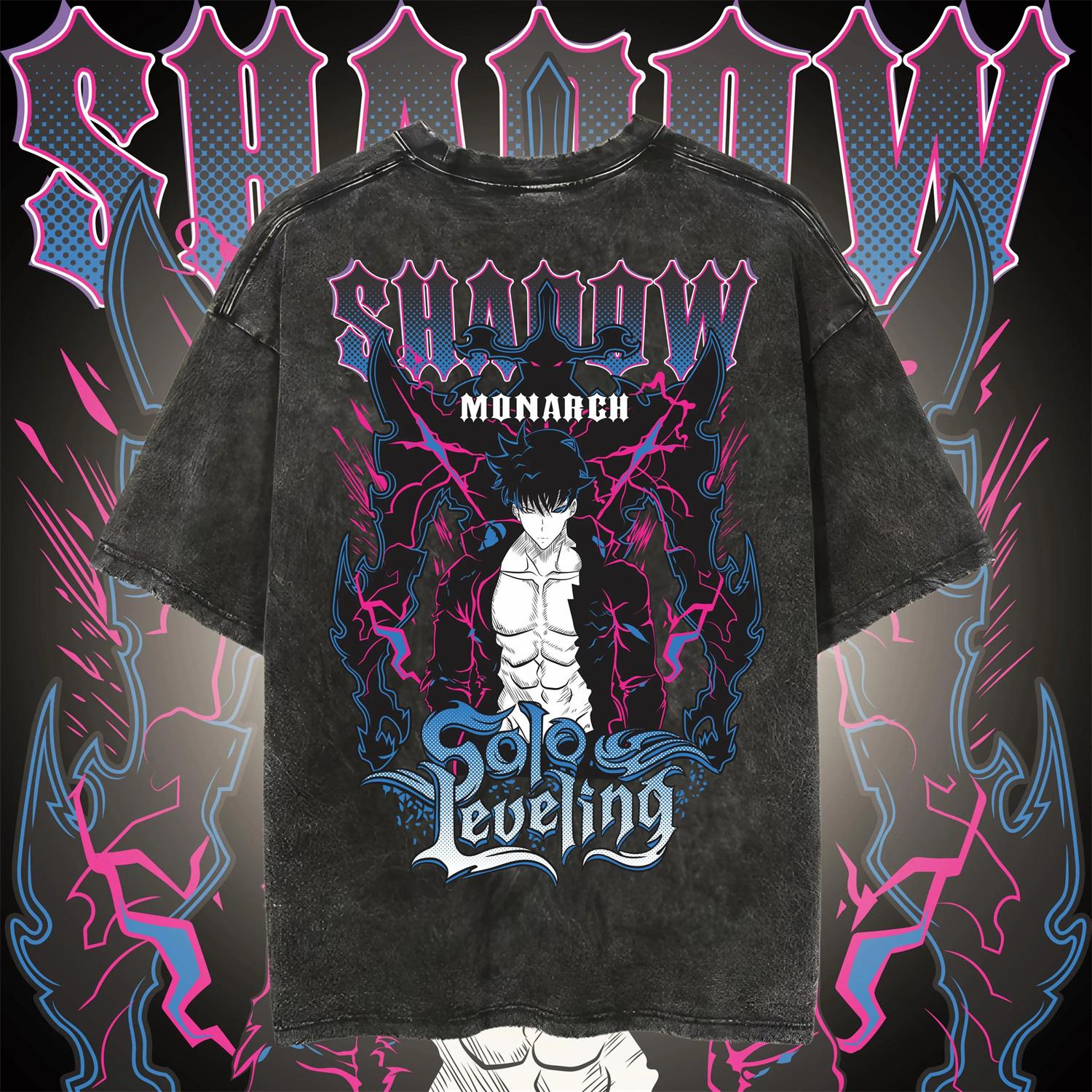 

Аниме Соло-левелинг Футболка из стираного хлопка Винтажная Хип-хоп Женская и Мужская Футболка Уличная Одежда Летние Мужские Топы Одежда M