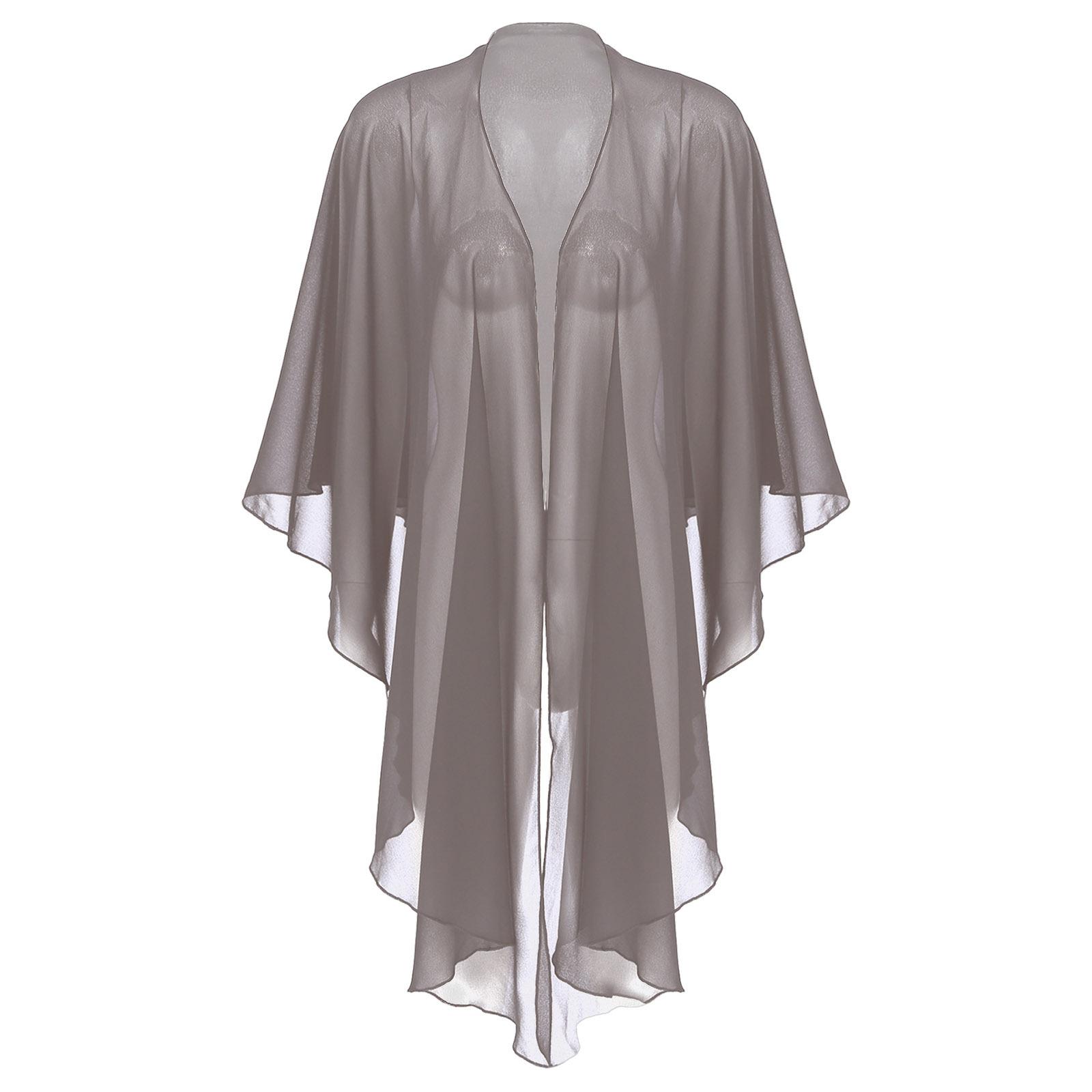 

Женское свободное кимоно-кардиган в стиле бохо, шифоновые топы, куртка, блузка, топы с рукавами 3/4, свадебное болеро, топы One Size серый