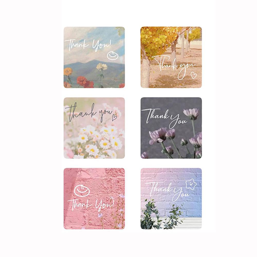 50-300Pcs High-Quality Floral High-Quality Thank High-Quality You High-Quality Label High-Quality Sticker High-Quality Square High-Quality