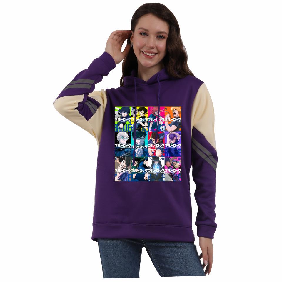 Blue Lock Anime Colorblock Hoodie mit Fleece für Damen und Herren - Herbst/Winter
