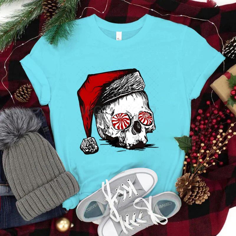 

Streetwear Skeleton Christmas T Shirt Santa Skull Harajuku Fashion Shirts FeUnisexUnisex Merry Christmas Vintage T Shirts for Unisex 4XL