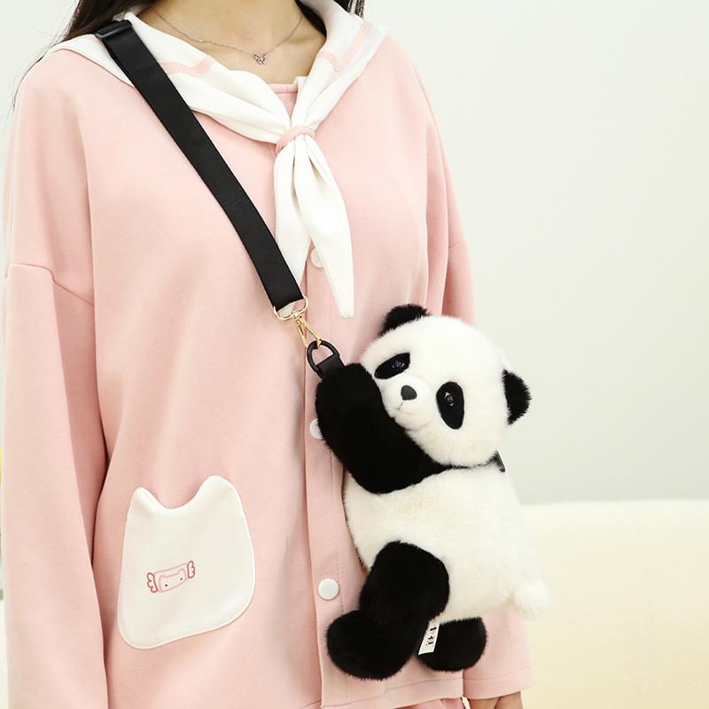 Crooked Head Bag Raccoon Panda Cute Plush Dolls Toy Children Gifts Birthday