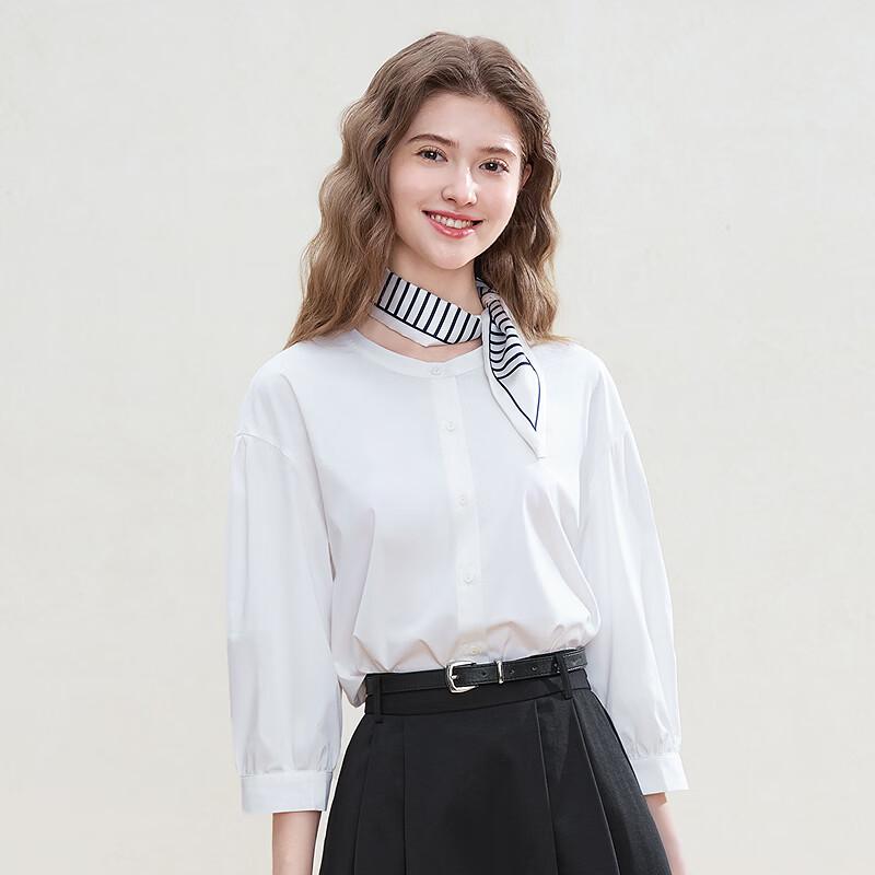 Betu Women's Round Neck 3/4 Sleeve Wrinkle-Resistant Shirt