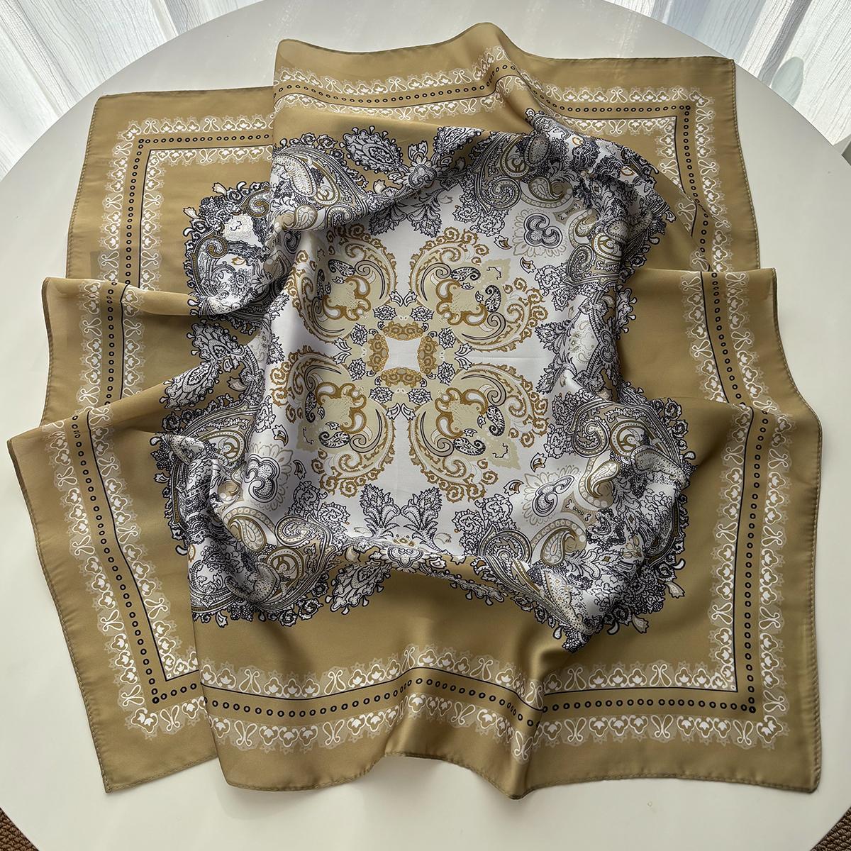 

Luxury 70*70Cm Square Scarf For Women Fashion Ladies Hijab Elegant Neckerchief Bandanas Soft Stain Faux Silk Scarves Shawl Warps