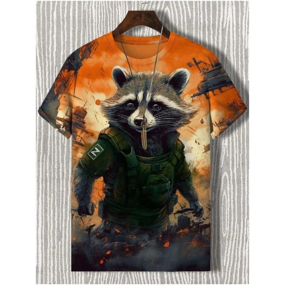 Japanese Anime Samurai Cat T-Shirt For Men 3d Animal Print Short Sleeve Tops Tees Casual T-Shirt Oversized Shirt  Men Kids Clothing