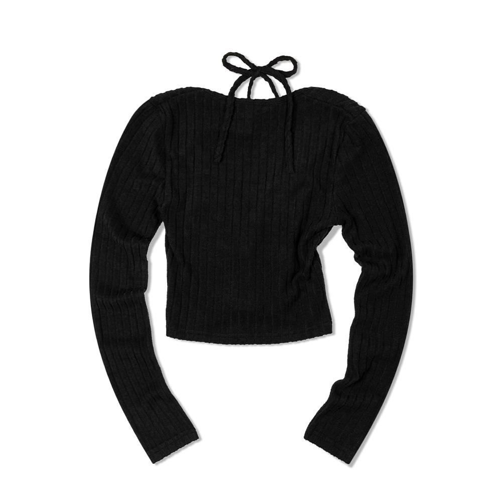 MOAA Crop Halterneck Layered Cardigan (Black)
