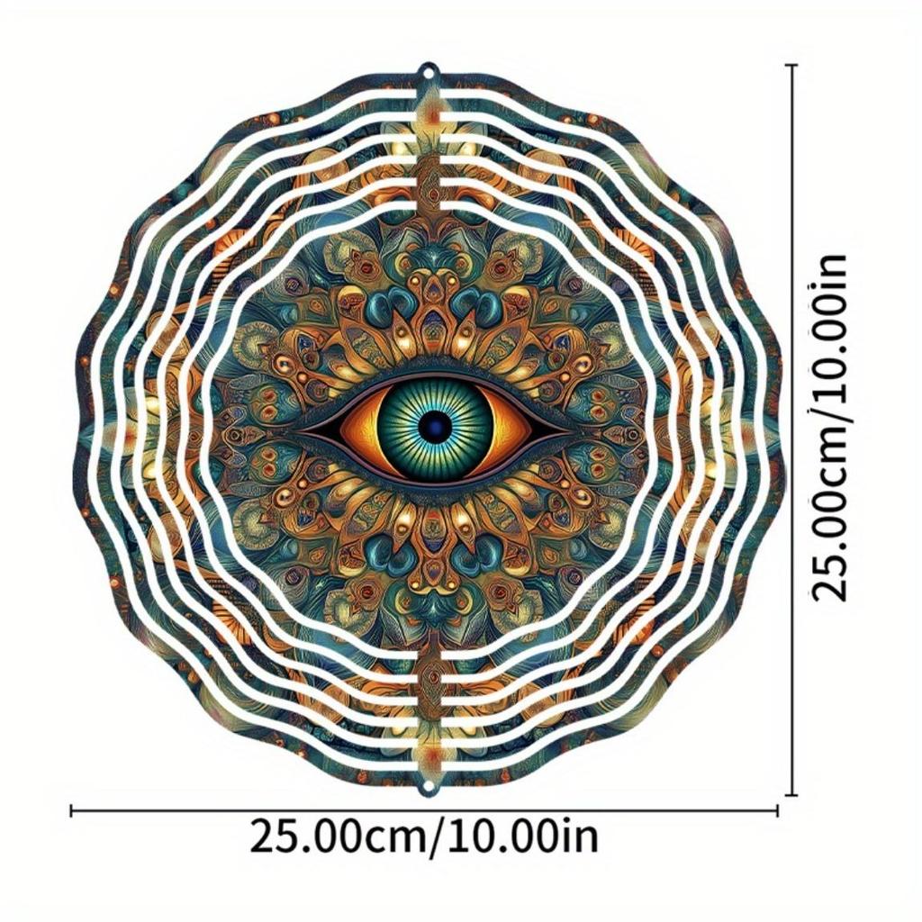 10 Inch Hanging Wind Spinner with Eye Design Vibrant Metal Garden Decor for Outdoor 360 Degree Hook for All Seasons
