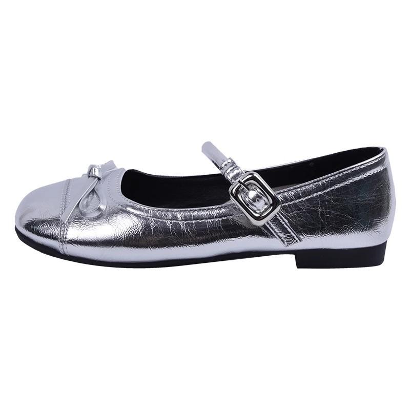 Schwarzes Licht Mund Ballerina flachsohlige Einzelschuhe für Damen 2025 neu Sommer Rock Französische runde Spitze Mary Jane Schuhe