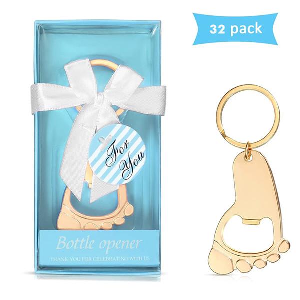 16/32 st flasköppnare baby shower-presenter till gäster, fotavtryck nyckelringformad öppnare, födelsedag bröllop brudfest souvenirer