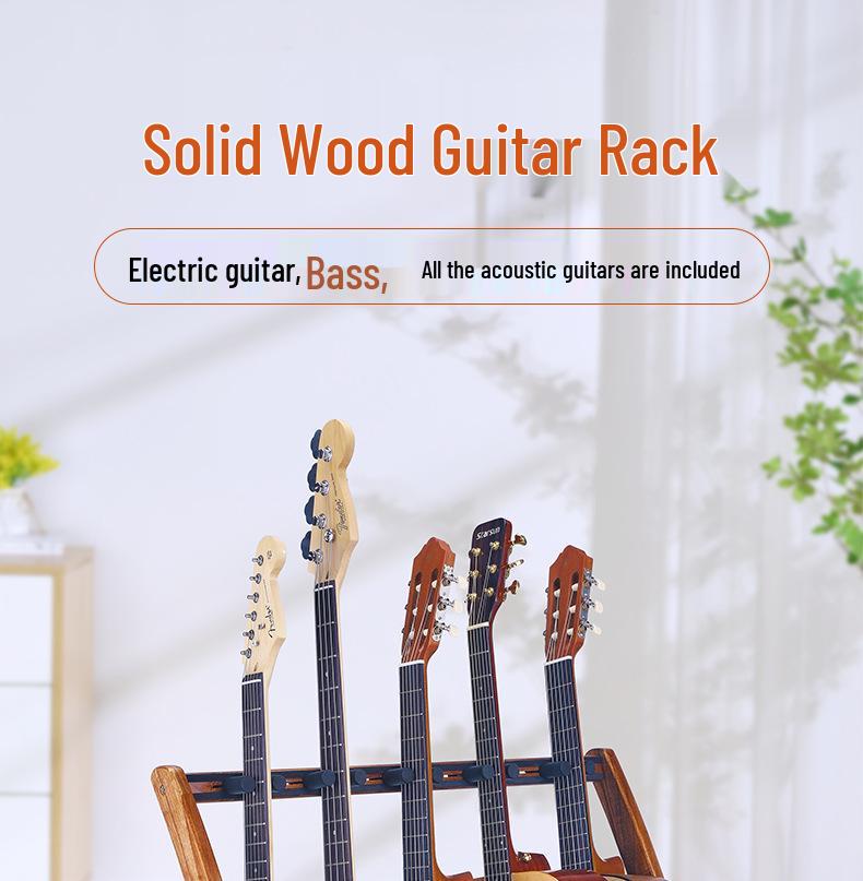 Solid Wood Multi-Guitar Display Stand with 5-Head and 3-Head Options