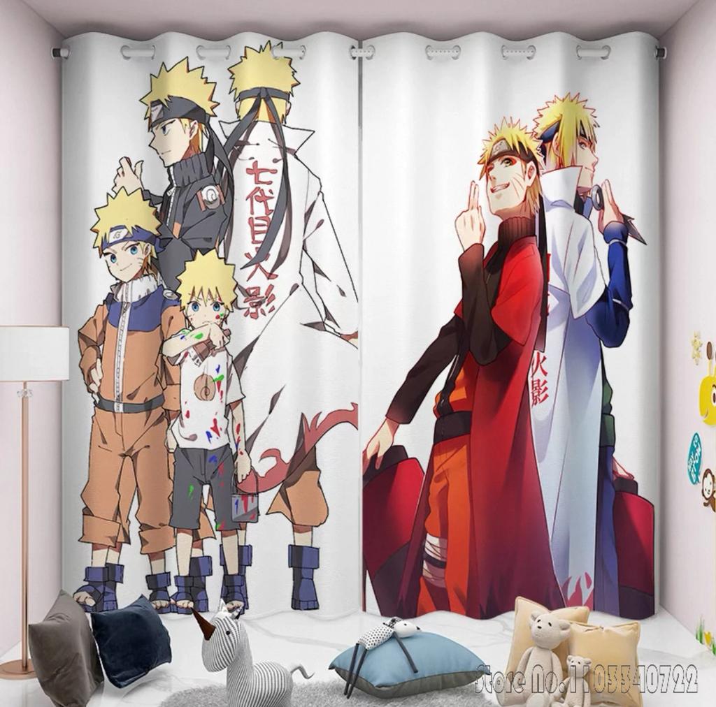 Anime N-Naruto Akatsuki Cartoon 3D Print 2 Panels/Set Window Blackout Curtains Japanese Game Living Room Print Baby Kids Gift