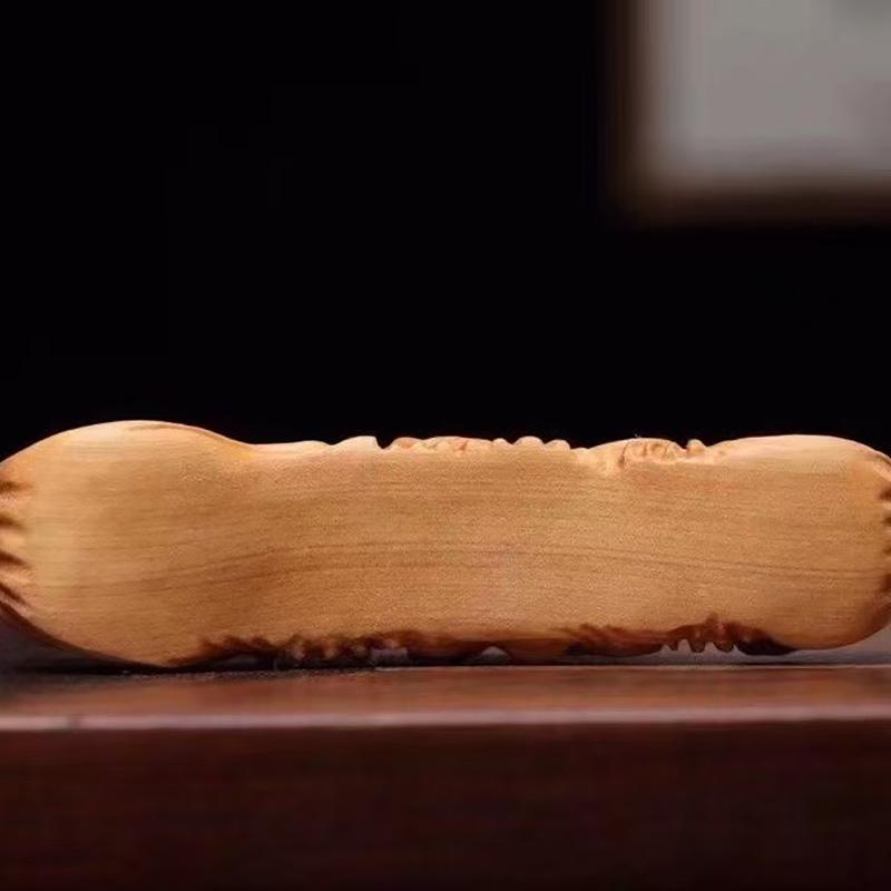 Solid Wood Carving Ruyi Fish Sculptures and Figurines Lucky Small Animals Cute Home Room Office Table Decoration and Accessories