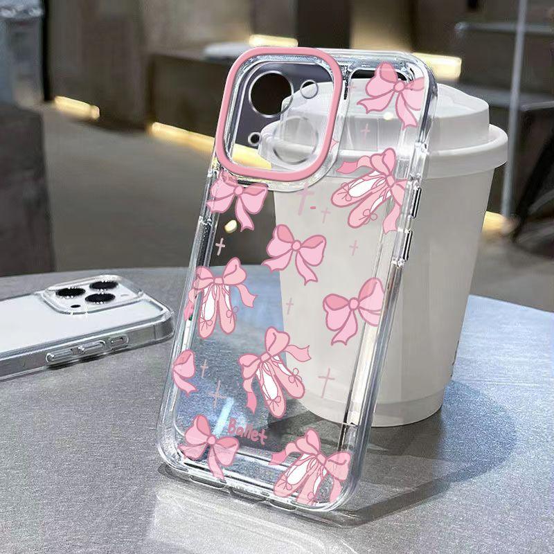 Simple bow is suitable for Apple 15 16promax mobile phone case 16 cartoon 13pro space case 14 fine holes