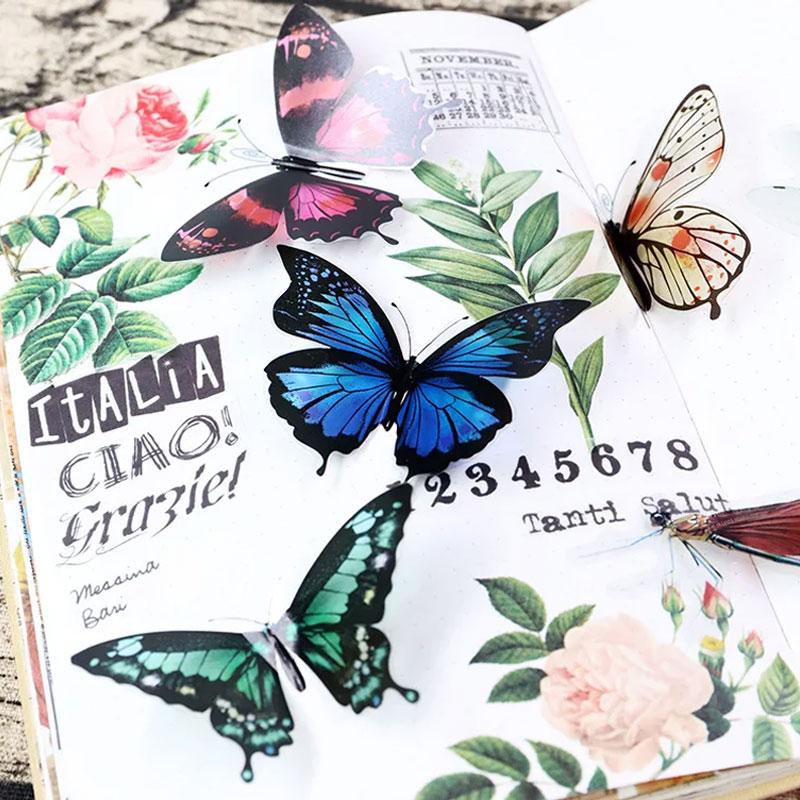 4 styles 30 pcs Creative alien butterfly Dragonfly sticker Scrapbooking Decoration Collage Journal Diary Diy Sticker Stationery