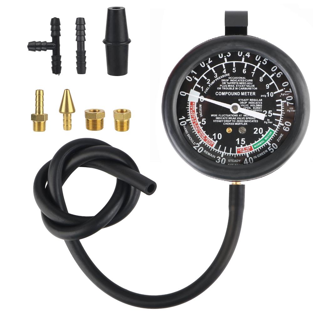 Pressure Gauge Automotive Cylinder Tester Kit Vacuum Gasoline Engine Compression Meter With Adapter