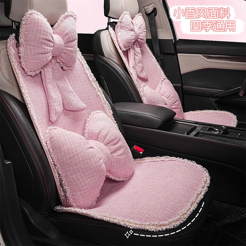 Fashion Car Headrest Neck Pillow Summer Bowknot Neckpillow Tweed Style Fashionable Decor Four Seasons Car Interior Accessories