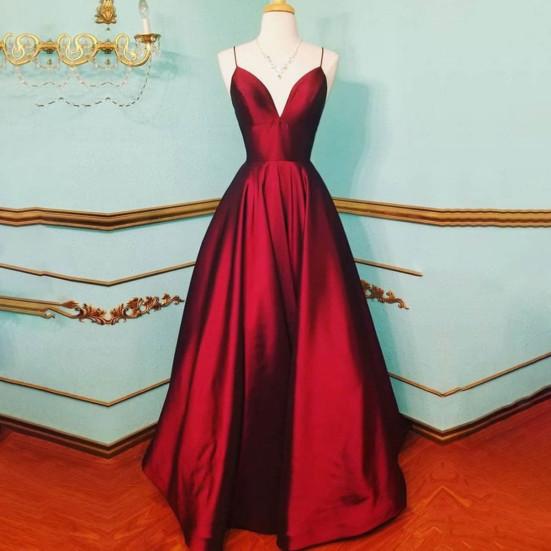 Robe à bretelles taille haute, col en V, bretelles réglables, tenue de soirée pour Banquet