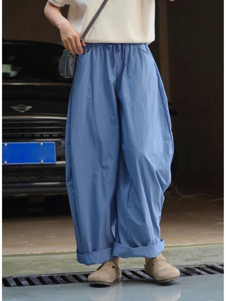 Louvre Summer Japanese-Style Wide-Leg Casual Pants - Lightweight, Breathable, Slimming Silhouette for Women