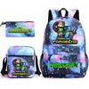 Large Capacity Schoolbag with Shoulder Strap; Student Three-piece Pencil Case Set